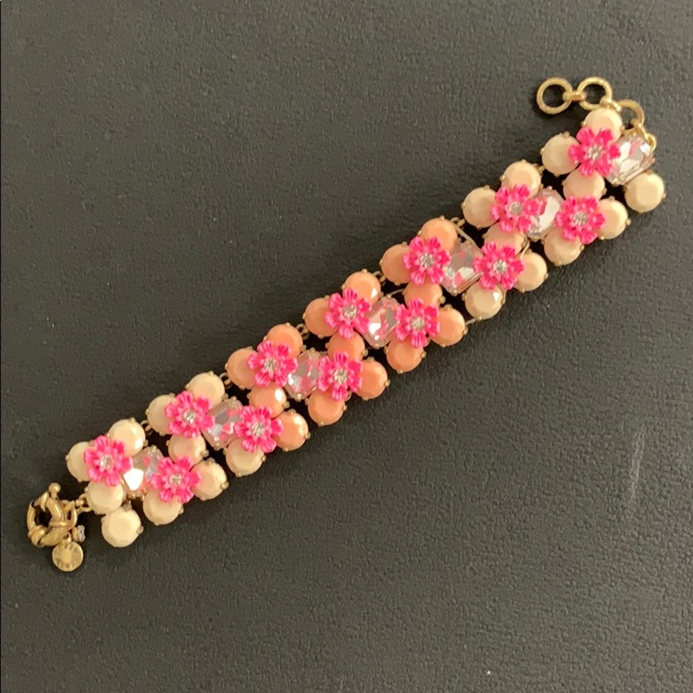 J. Crew Hot Pink Flower Bracelet